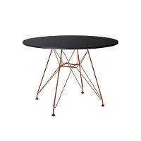Mesa De Jantar Redonda Preta 110Cm Com 4 Poltronas Pretas Ferro Cobre Cor: Preto - 5