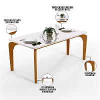 Mesa Capri 160cm Off White Com 6 Cadeiras Faixa Camel Cinza - 16