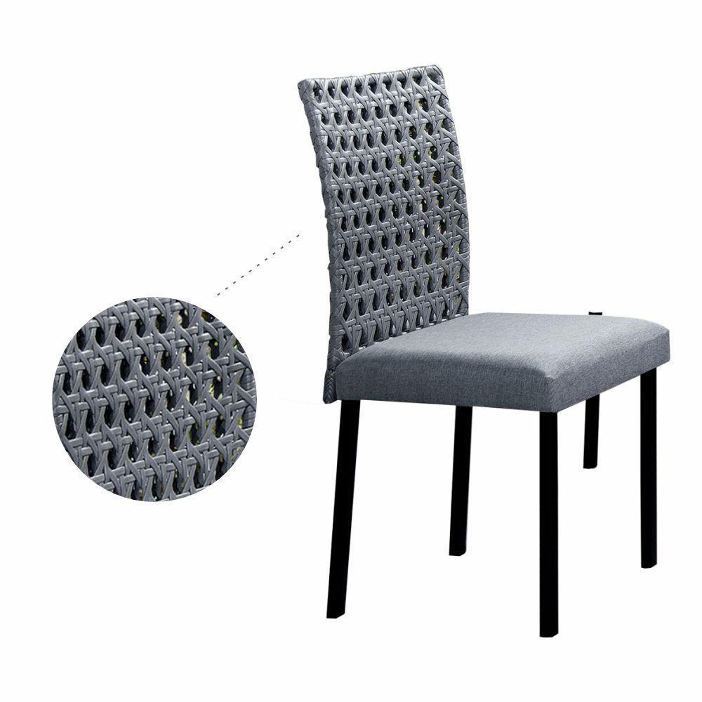 Conjunto Sala De Jantar Lisboa Com 6 Cadeiras Rattan Grafite E Metal Preto Bm Tubulares - 2
