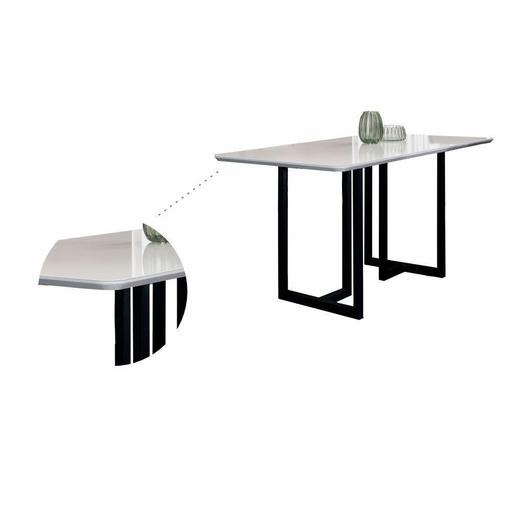 Conjunto Sala De Jantar Lisboa Com 6 Cadeiras Rattan Grafite E Metal Preto Bm Tubulares - 3