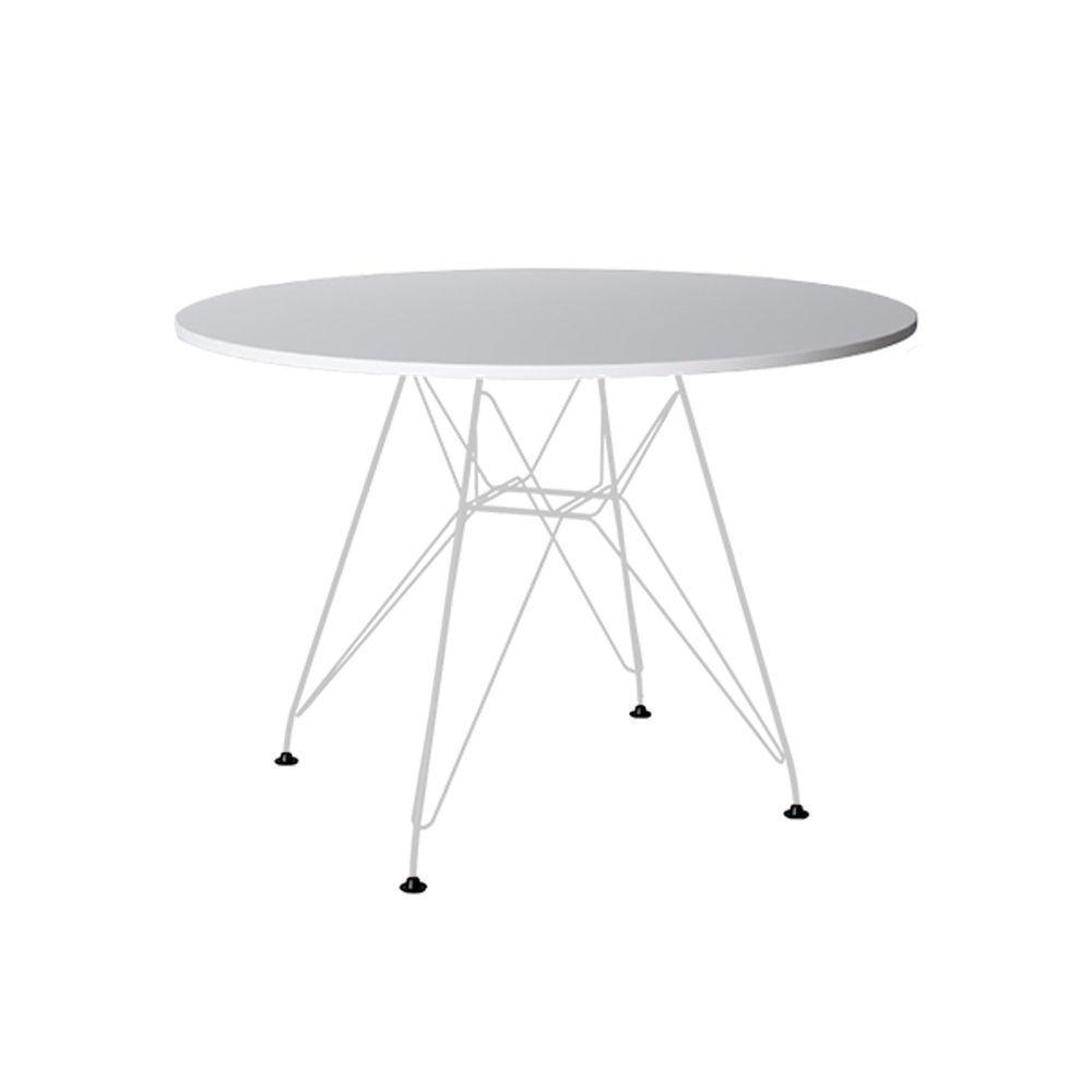 Mesa De Jantar Redonda Branca 90Cm Com 4 Poltronas Brancas Ferro Branco Cor: Branco - 5