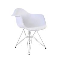 Mesa De Jantar Redonda Branca 90Cm Com 4 Poltronas Brancas Ferro Branco Cor: Branco - 10
