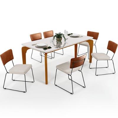 Mesa De Jantar Capri 160 Off White Com 6 Cadeiras Camel Cru