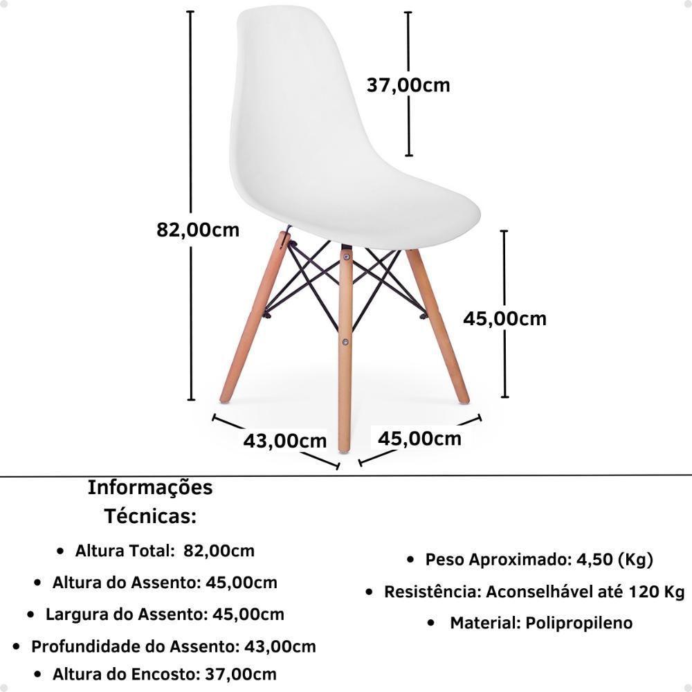 Conjunto Mesa De Jantar Redonda Luana Amadeirada Branca 120cm Com 4 Cadeiras Eames Eiffel - Branco - 2
