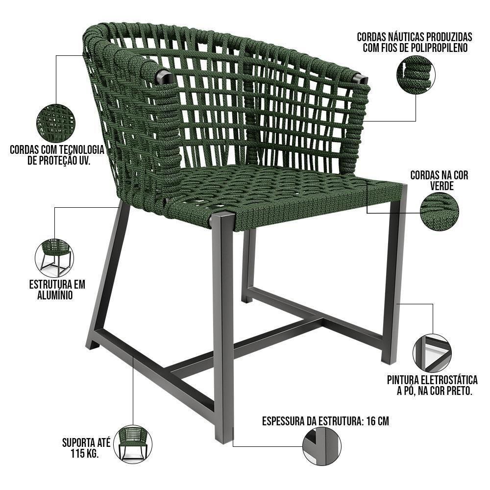 Kit Mesa Wine Com 4 Cadeira Área Externa Belize D04 Verde - 3