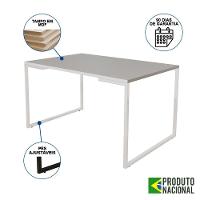 Mesa Industrial Base Ferro Branco 137X90 Tampo Branco 4 Cadeiras Eiffel Madeira Assento Vermelho - 5