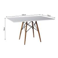 Conjunto De Mesa De Jantar Retangular 120X75 Tampo De Madeira Branco Com 4 Cadeiras Pre - 2
