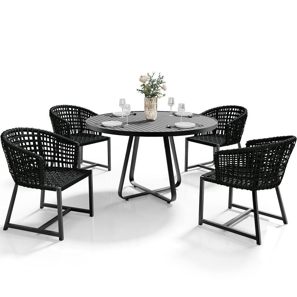 Kit Mesa Wine Com 4 Cadeira Área Externa Belize D04 Preto - 1