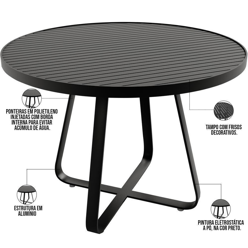 Kit Mesa Wine Com 4 Cadeira Área Externa Belize D04 Preto - 9