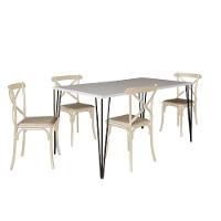 Jogo De Mesa Elen Retangular Tampo De Madeira 140X80Cm Branco Com 4 Cadeiras Katrina Off White - 9