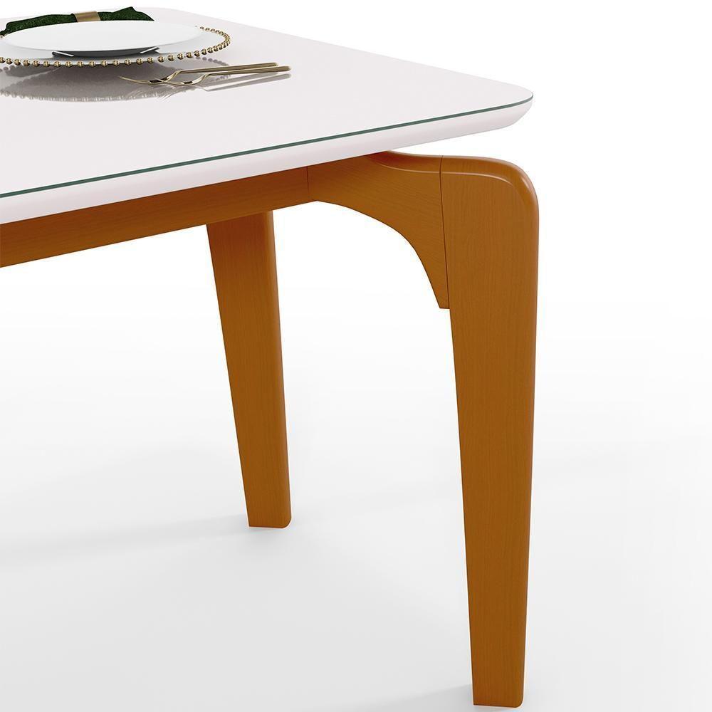 Mesa Capri 160 Off White 6 Cadeiras Faixa Camel Bege Escuro - 3