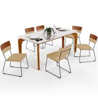 Mesa Capri 160 Off White 6 Cadeiras Faixa Camel Bege Escuro - 1