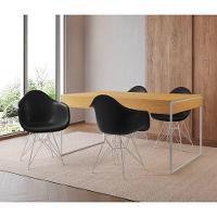 Mesa Jantar Industrial Canela 137X90Cm Com 4 Poltronas Pretas Base Ferro Bra Cor: Canela - 1