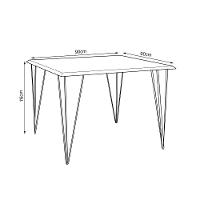 Conjunto De Mesa Clips De Ferro Preto Tampo Quadrado Amêndoa 90X90 4 Cadeiras Ferro Preta Asse - 2