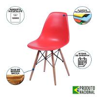 Mesa Industrial Base Ferro Cobre 137X90 Tampo Amêndoa 4 Cadeiras Eiffel Madeira Assento Vermelho - 5