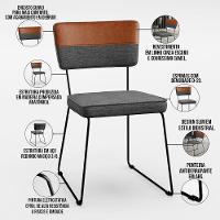 Mesa Capri 160 Offwhite 6 Cadeiras Faixa Camel Cinza Escuro - 8