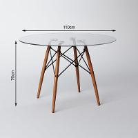 Conjunto De Mesa De Jantar Redonda 90Cm Tampo De Vidro Com 2 Cadeiras Pretas - 2