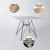 Mesa De Jantar 90Cm Amêndoa Quadrada Com 4 Cadeiras Brancas Base De Ferro Preto Cor: Preto - 5