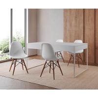 Mesa Jantar Industrial Retangular Branca 137X90Cm Base Ferro Branco C/4 Cadeiras Branca Cor: Branco - 1