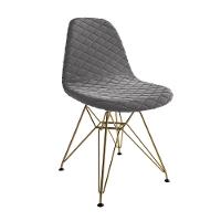 Mesa Jantar Londres Tampo Branco 120Cm 4 Cadeiras Base Dourado Estofado Grafite - 5