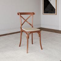 Conjunto Mesa De Jantar Elen Com 6 Cadeiras Katrina Base Cobre E Tampo Amêndoa 150Cm - Marrom - 6