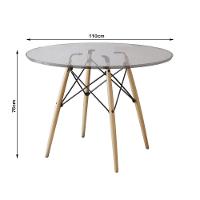 Conjunto De Mesa Eiffel Redondo Tampo De Vidro 110Cm Com 4 Cadeiras Katrina Preto Assento Bege - 3