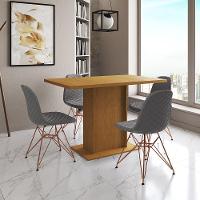Mesa Jantar Londres Tampo Canela 120Cm 4 Cadeiras Base Cobre Estofado Grafite - 1