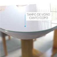 Conjunto Sala De Jantar Mesa Tampo De Vidro 4 Cadeiras Lisboa Mundial Móveis Mel/Cinza Mel/Cinza - 3