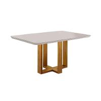 Conjunto Sala De Jantar Mesa Tampo De Vidro 4 Cadeiras Lisboa Mundial Móveis Mel/Cinza Mel/Cinza - 5