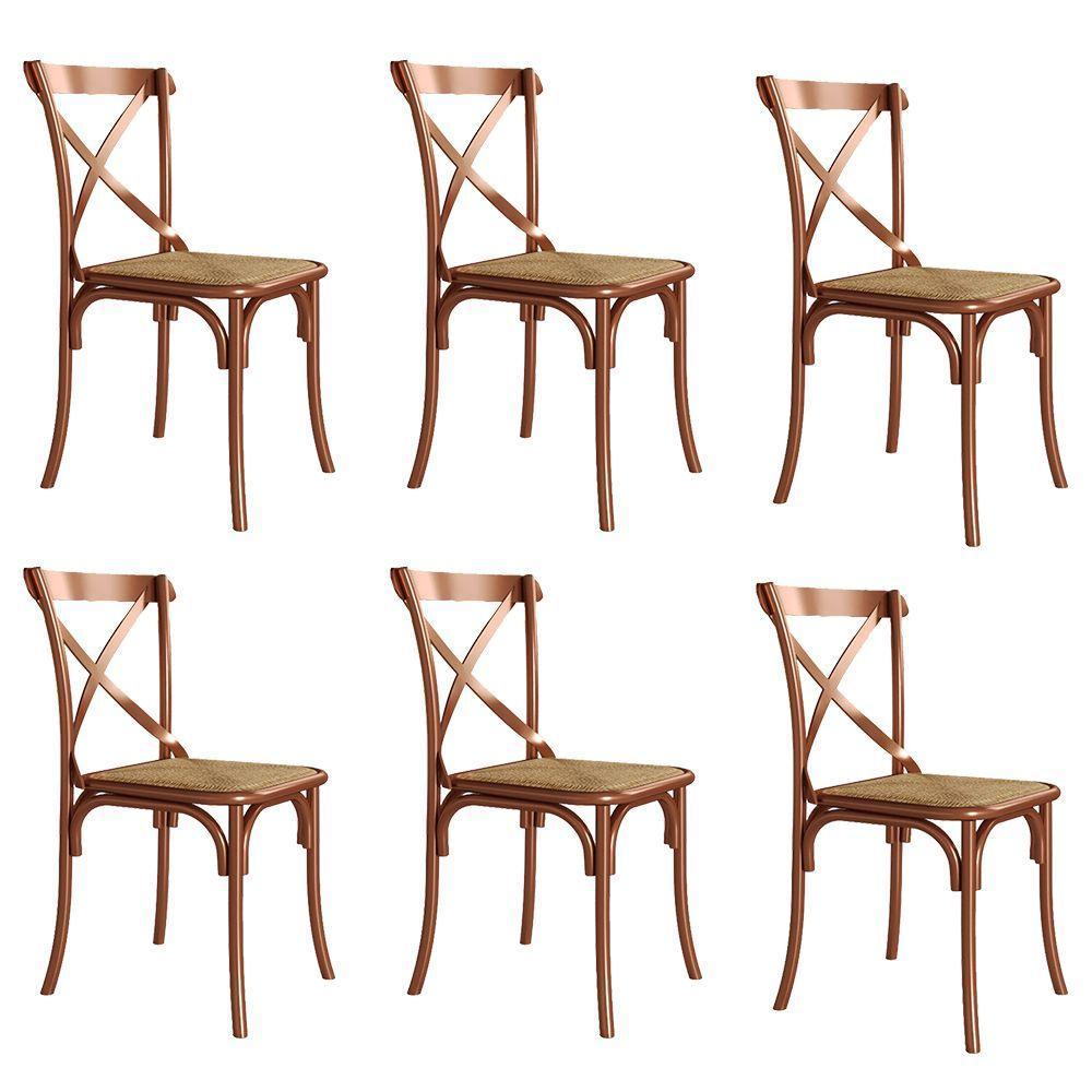 Conjunto De Mesa Eiffel Redondo Tampo De Madeira 110Cm Branco Com 4 Cadeiras Cobre - Branco - 1