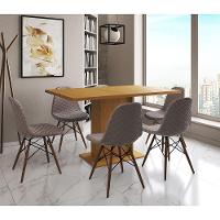 Mesa Jantar Londres Retangular Canela 137X90Cm 6 Cadeiras Estofadas Nude Médio Madeira - 1
