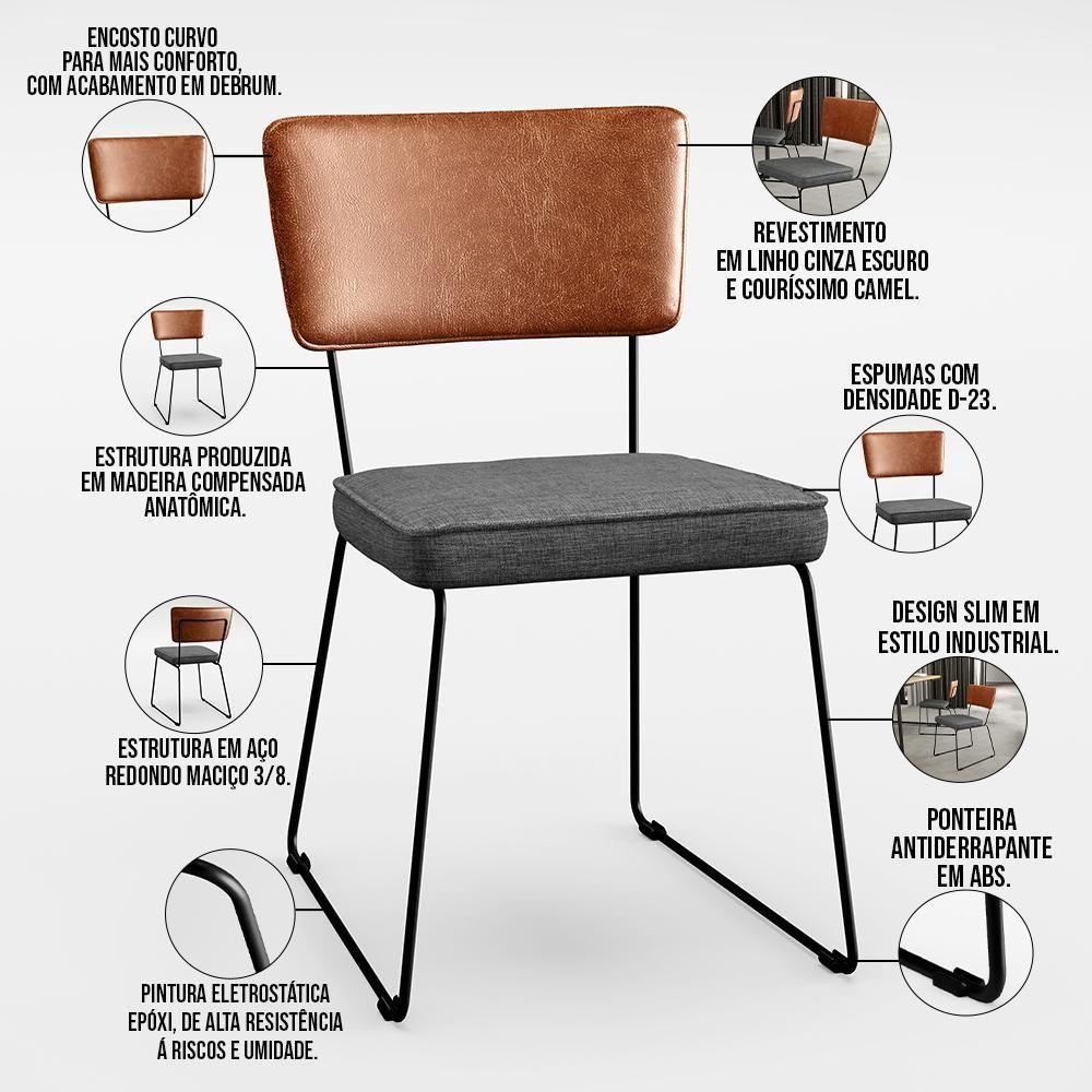 Mesa Capri 160 Off White Com 6 Cadeiras Camel Cinza Escuro - 8