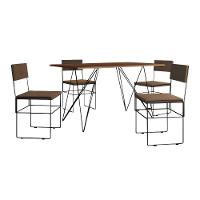 Mesa Jantar Industrial Trama 1,40X0,80M Amêndoa Com 4 Cadeiras Estofadas Vitória Marrom E Preta - 6