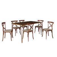 Conjunto Mesa De Jantar Elen Com 6 Cadeiras Katrina Base Cobre E Tampo Amêndoa 150Cm - Cor: Marrom - 1