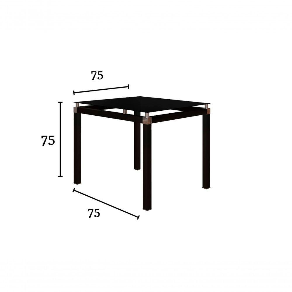 Conjunto De Mesa Tubular Malva Com 4 Cadeiras 151 Tampo De Vidro 75Cm Preto Assento Cedro Artefamol - 2