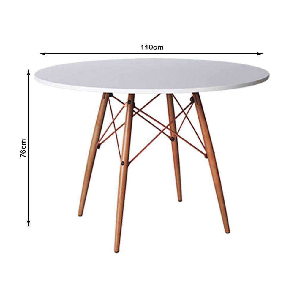 Jogo De Mesa Eiffel Redondo Tampo De Madeira 110Cm Branco Com 4 Cadeiras Katrina Cobre - Cor: Branco - 3