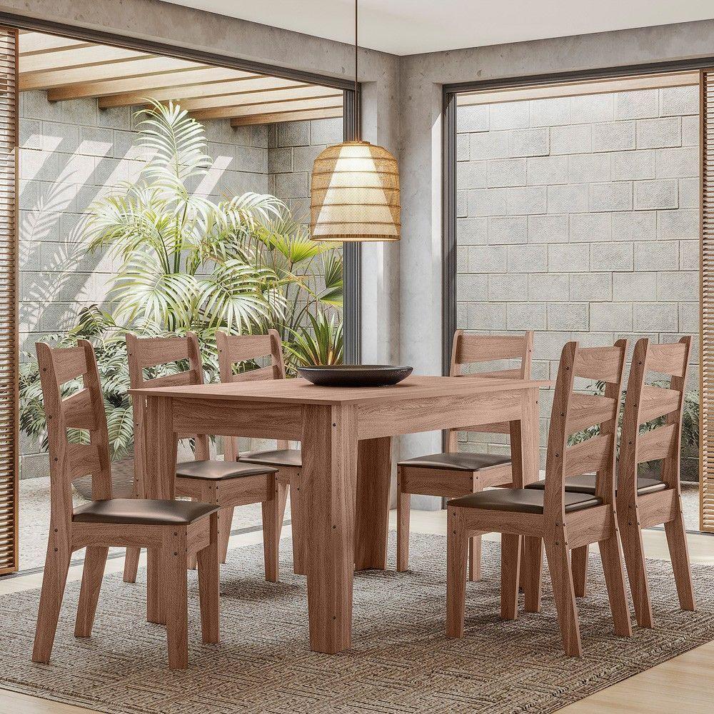 Conjunto Sala De Jantar1,35 Com 6 Cadeiras Amêndoa 61C - 1
