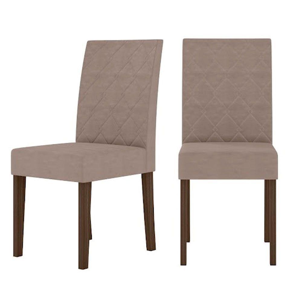 Conjunto Sala De Jantar Mesa Agata 6 Cadeiras Jade Poliman Amêndoa Com Off White - 6