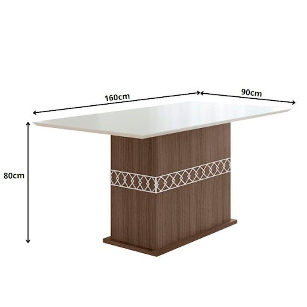 Conjunto Sala De Jantar Mesa Agata 6 Cadeiras Jade Poliman Amêndoa Com Off White - 7