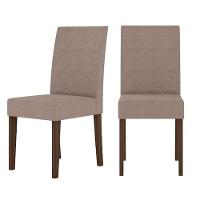 Conjunto Sala De Jantar Mesa Agata 6 Cadeiras Jade Poliman Amêndoa Com Off White - 6