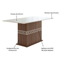 Conjunto Sala De Jantar Mesa Agata 6 Cadeiras Jade Poliman Amêndoa Com Off White - 8