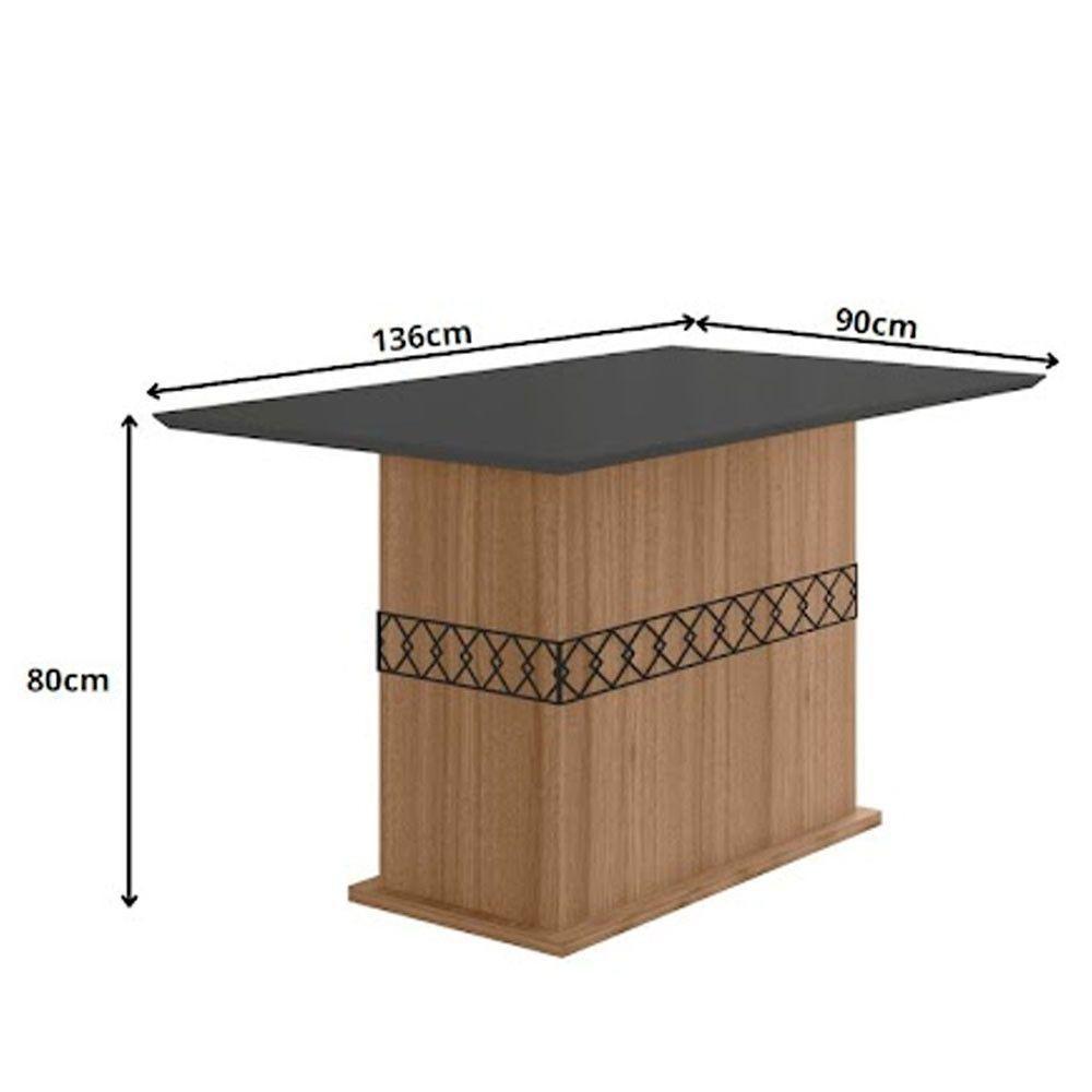 Conjunto Sala De Jantar Mesa Agata 4 Cadeiras Jade Poliman Carvalho Com Grafite - 6