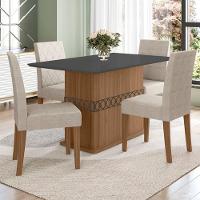 Conjunto Sala De Jantar Mesa Agata 4 Cadeiras Jade Poliman Carvalho Com Grafite - 1