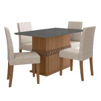 Conjunto Sala De Jantar Mesa Agata 4 Cadeiras Jade Poliman Carvalho Com Grafite - 10