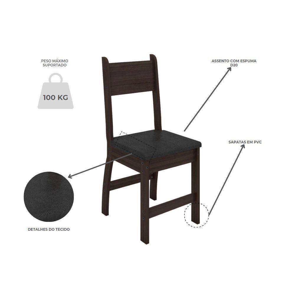 Conjunto Mesa De Jantar 4 Lugares Milano Amêndoa Com Preto - 6