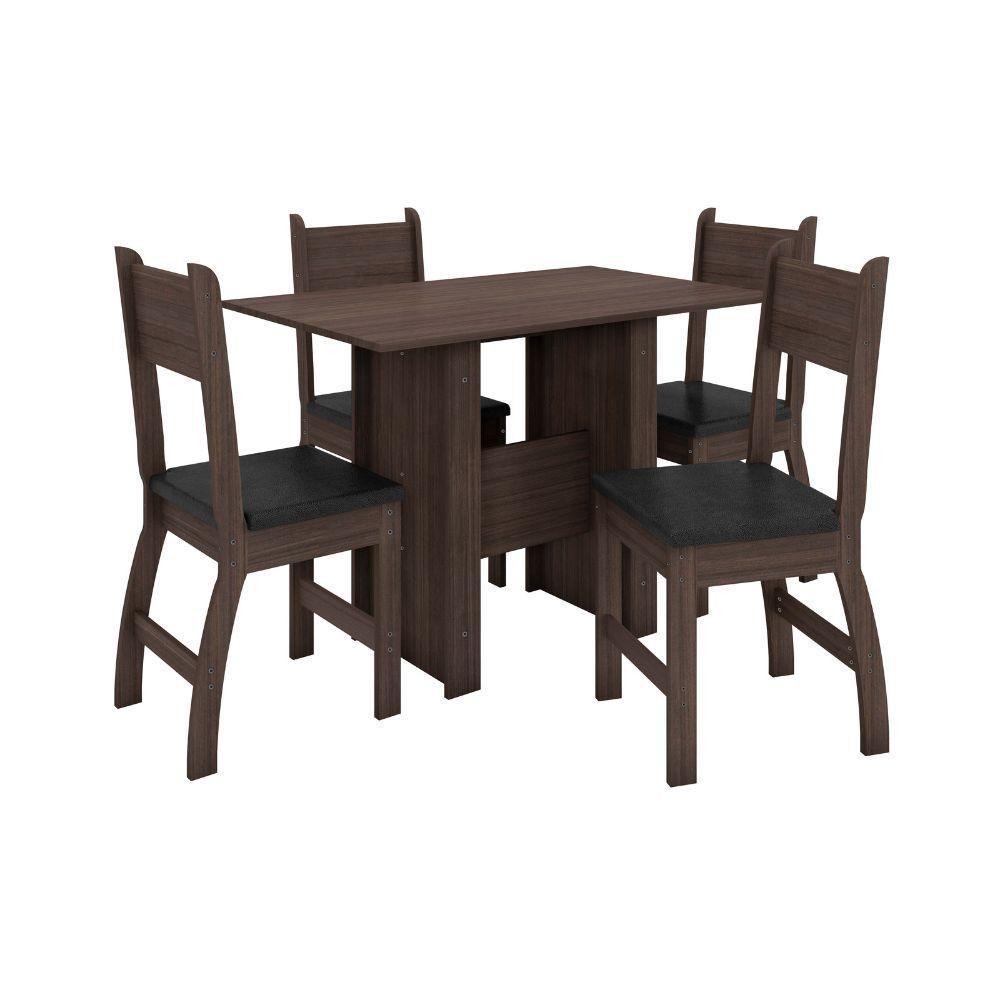 Conjunto Mesa De Jantar 4 Lugares Milano Amêndoa Com Preto - 7