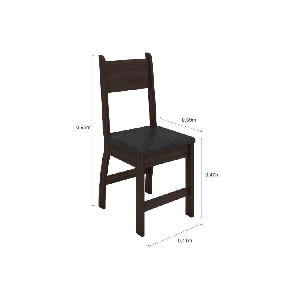 Conjunto Mesa De Jantar 4 Lugares Milano Amêndoa Com Preto - 9