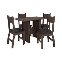 Conjunto Mesa De Jantar 4 Lugares Milano Amêndoa Com Preto - 7