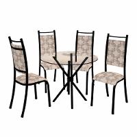 Conjunto Mesa Redonda Verona Com Tampo Vidro E 4 Cadeiras Bm Tubulares - 1