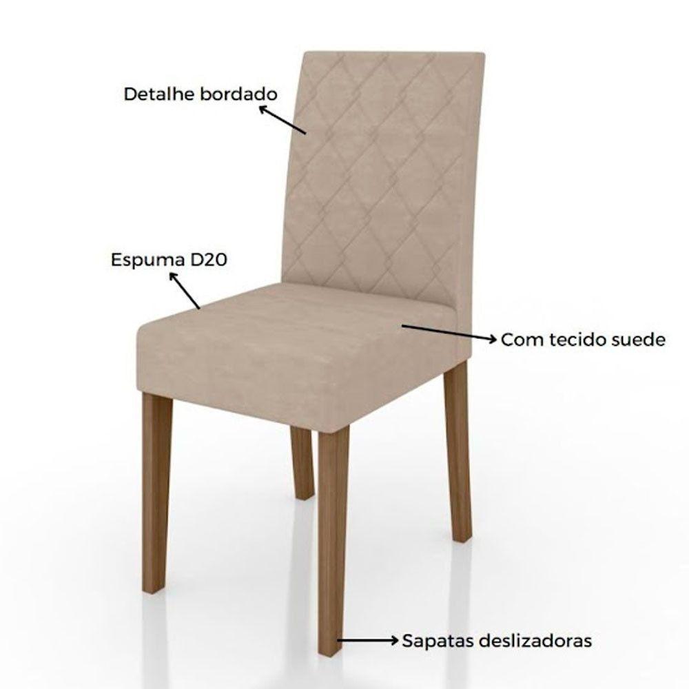 Conjunto Sala De Jantar Mesa Liz 6 Cadeiras Jade Poliman Carvalho Com Off White - 3